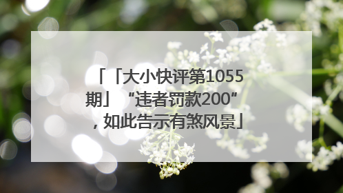 「大小快评第1055期」“违者罚款200”，如此告示有煞风景