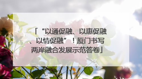 “以通促融、以惠促融、以情促融”！厦门书写两岸融合发展示范答卷