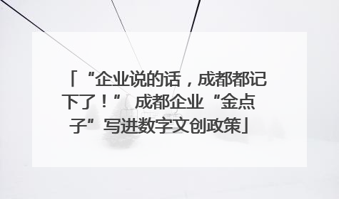 “企业说的话，成都都记下了！” 成都企业“金点子”写进数字文创政策