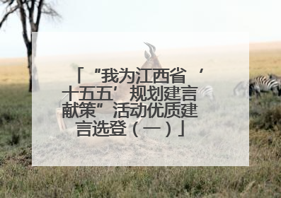 “我为江西省‘十五五’规划建言献策”活动优质建言选登（一）