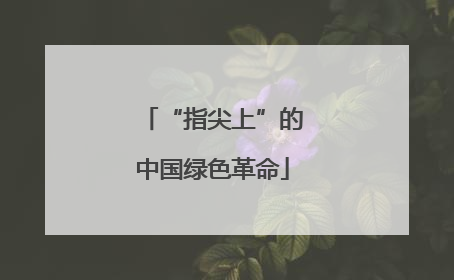 “指尖上”的中国绿色革命