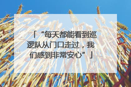 “每天都能看到巡逻队从门口走过，我们感到非常安心”