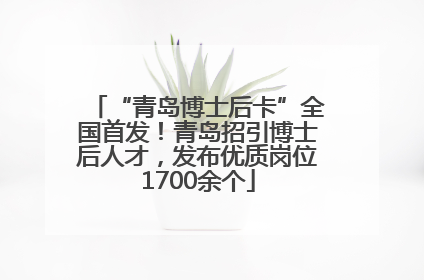 “青岛博士后卡”全国首发！青岛招引博士后人才，发布优质岗位1700余个