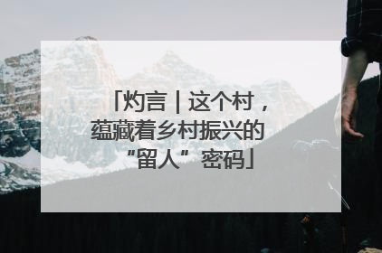 灼言｜这个村，蕴藏着乡村振兴的“留人”密码