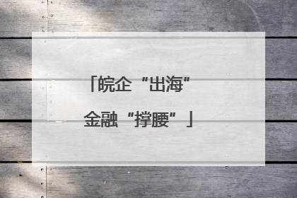 皖企“出海” 金融“撑腰”