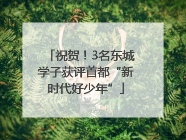 祝贺！3名东城学子获评首都“新时代好少年”