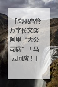 离职高管万字长文谈阿里“大公司病”！马云回应！