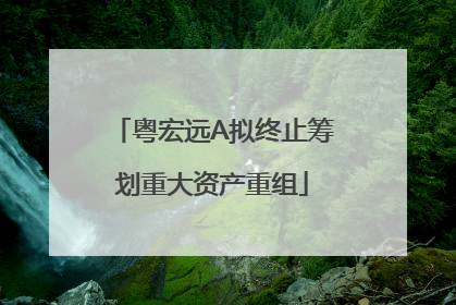 粤宏远A拟终止筹划重大资产重组