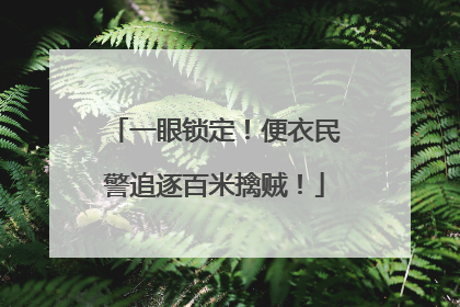 一眼锁定！便衣民警追逐百米擒贼！