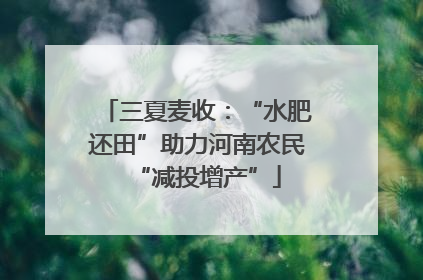三夏麦收：“水肥还田”助力河南农民“减投增产”