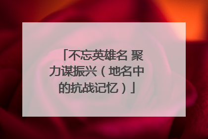 不忘英雄名 聚力谋振兴（地名中的抗战记忆）