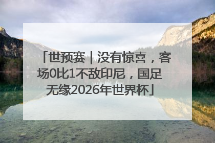 世预赛｜没有惊喜，客场0比1不敌印尼，国足无缘2026年世界杯