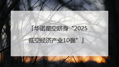 华诺星空跻身“2025低空经济产业10强”