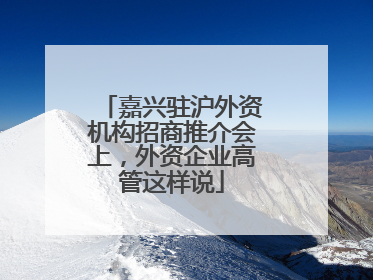 嘉兴驻沪外资机构招商推介会上，外资企业高管这样说
