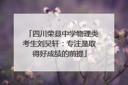 四川荣县中学物理类考生刘昊轩：专注是取得好成绩的前提
