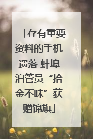 存有重要资料的手机遗落 蚌埠泊管员“拾金不昧”获赠锦旗