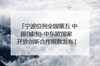 宁波位列全国第五 中国(城市)-中东欧国家开放创新合作指数发布