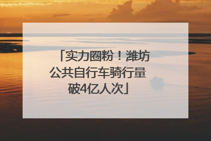 实力圈粉！潍坊公共自行车骑行量破4亿人次