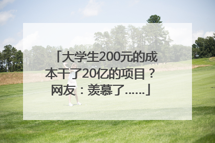 大学生200元的成本干了20亿的项目？网友：羡慕了……