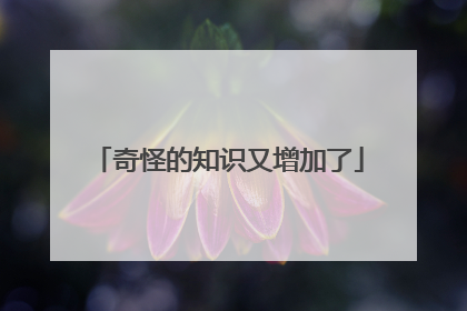 奇怪的知识又增加了