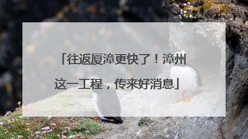 往返厦漳更快了！漳州这一工程，传来好消息