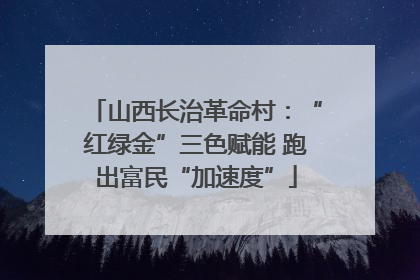 山西长治革命村：“红绿金”三色赋能 跑出富民“加速度”