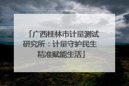 广西桂林市计量测试研究所：计量守护民生 精准赋能生活