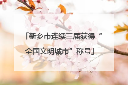 新乡市连续三届获得“全国文明城市”称号