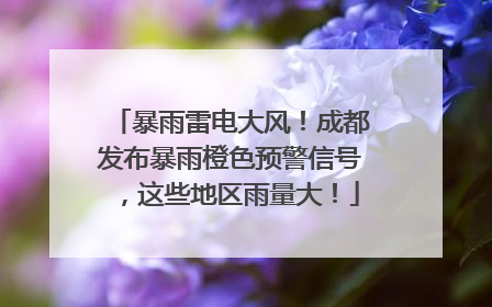暴雨雷电大风！成都发布暴雨橙色预警信号，这些地区雨量大！