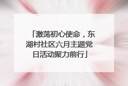 激荡初心使命，东湖村社区六月主题党日活动聚力前行