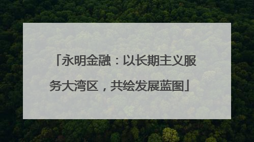 永明金融：以长期主义服务大湾区，共绘发展蓝图