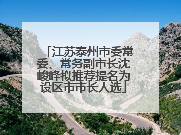 江苏泰州市委常委、常务副市长沈峻峰拟推荐提名为设区市市长人选