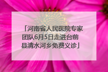 河南省人民医院专家团队6月5日走进台前县清水河乡免费义诊
