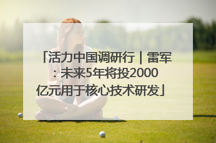 活力中国调研行｜雷军：未来5年将投2000亿元用于核心技术研发