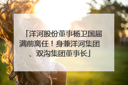 洋河股份董事杨卫国届满前离任！身兼洋河集团、双沟集团董事长