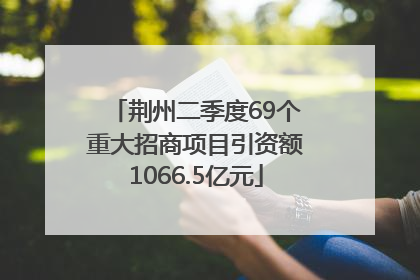 荆州二季度69个重大招商项目引资额1066.5亿元