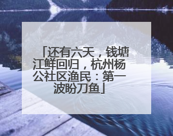 还有六天，钱塘江鲜回归，杭州杨公社区渔民：第一波盼刀鱼