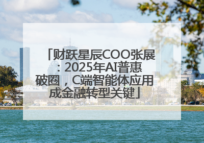 财跃星辰COO张展：2025年AI普惠破圈，C端智能体应用成金融转型关键