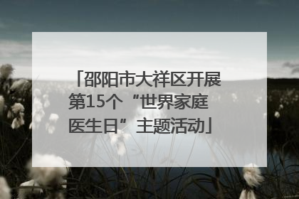 邵阳市大祥区开展第15个“世界家庭医生日”主题活动