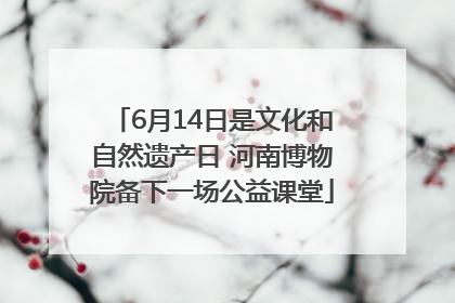 6月14日是文化和自然遗产日 河南博物院备下一场公益课堂